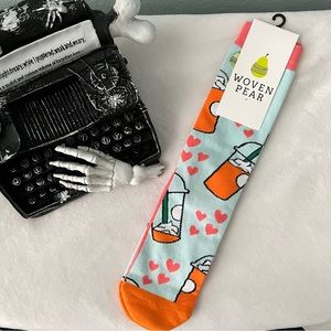 NWT Woven Pear Pumpkin Spice Fall Socks M